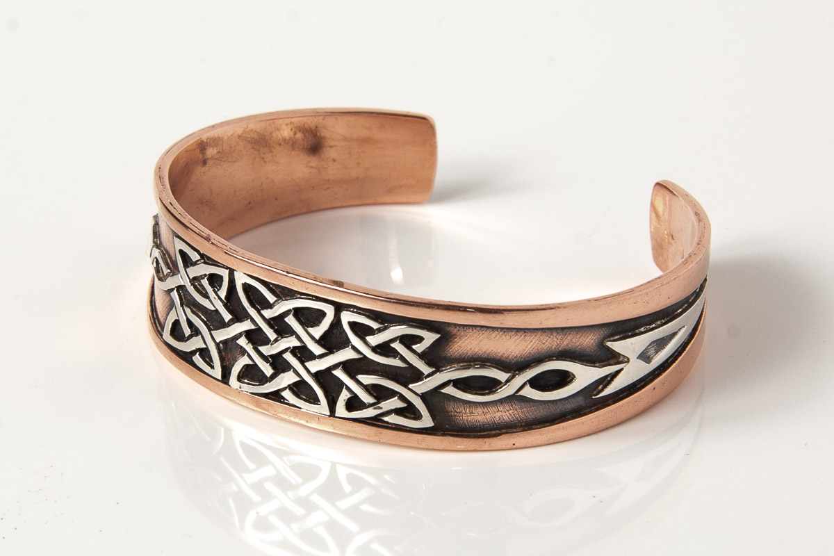 Handmade copper and silver celtic knotwork bracelet 
