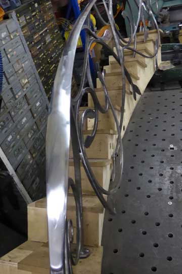 forged and polished stainless steel handrail