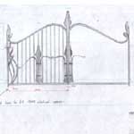 Forged steel Art Nouveau gate drawing