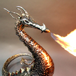 A fire breathing bronze and stainless steel dragon