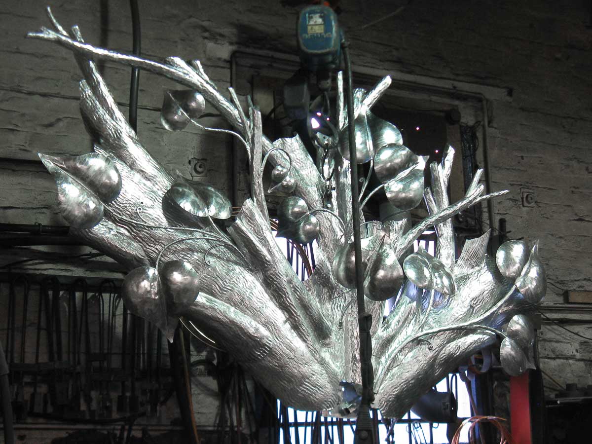 The centre section of the tree sculpture after being galvanised