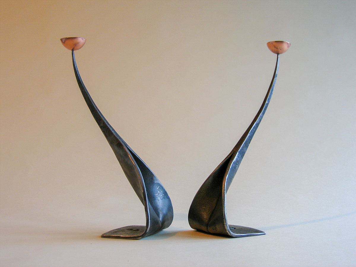 contemporarymetal candlesticks forged from angle iron 