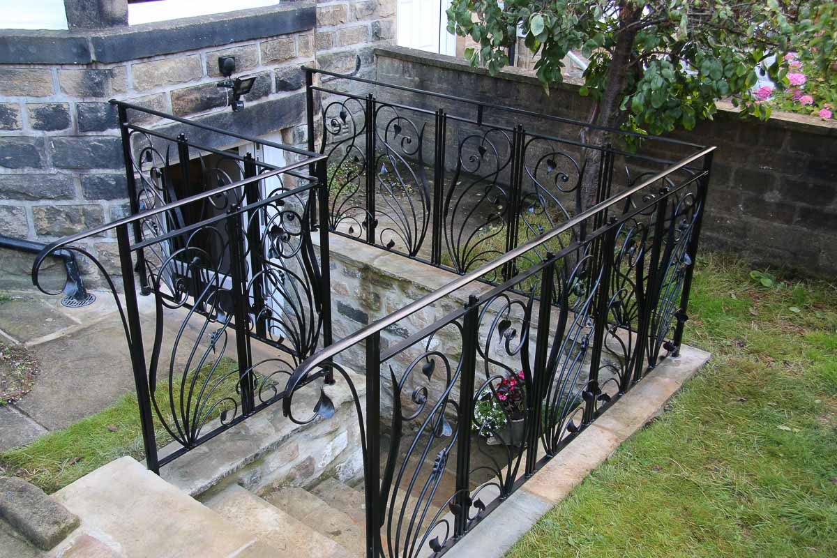 Graceful and decorative wrought iron railings