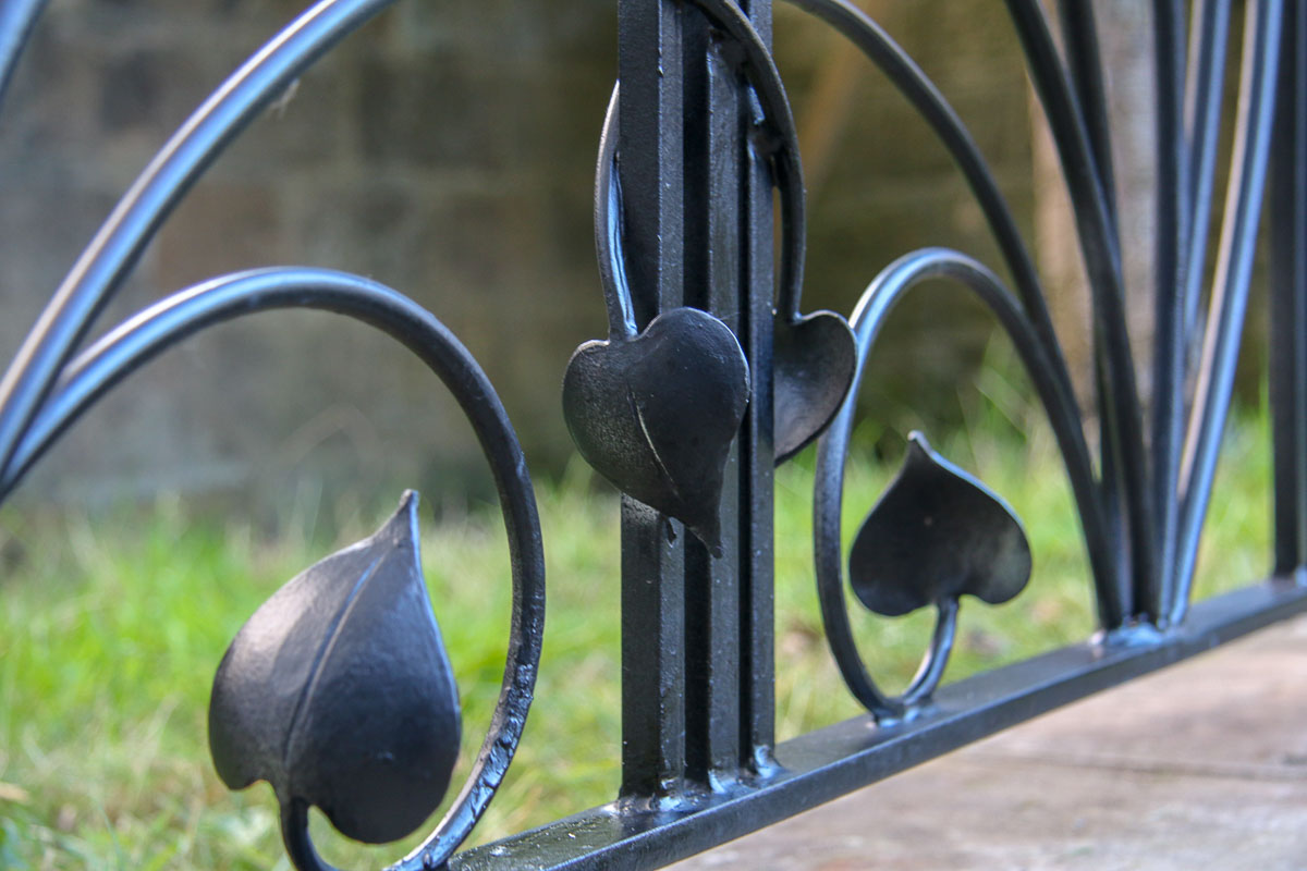 Graceful elegant railings with hand forged leaves 
