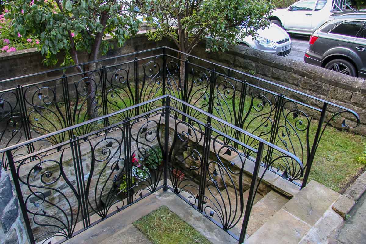 Hand forged decorative wrought iron railings 