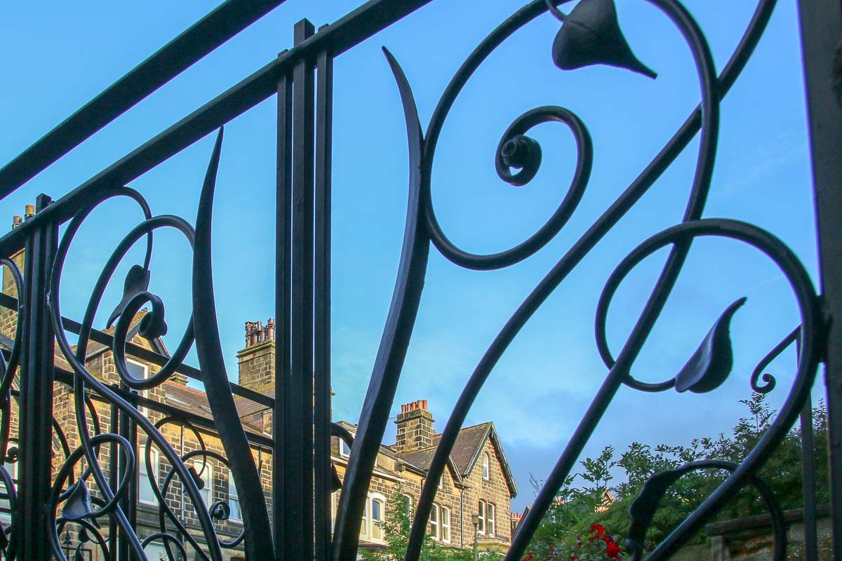  Stylish wrought iron railings with hand forged leaves