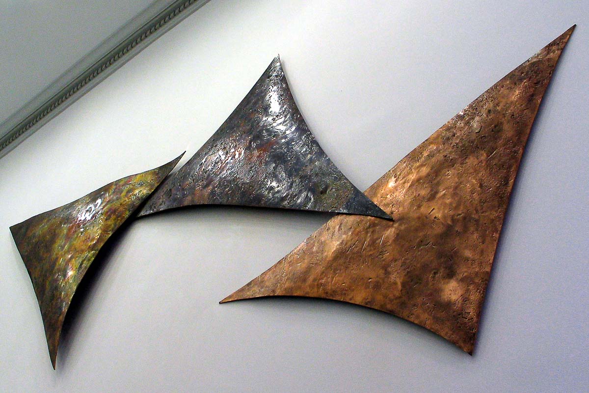 Billowing Sails Patinated Copper Wall Sculpture 