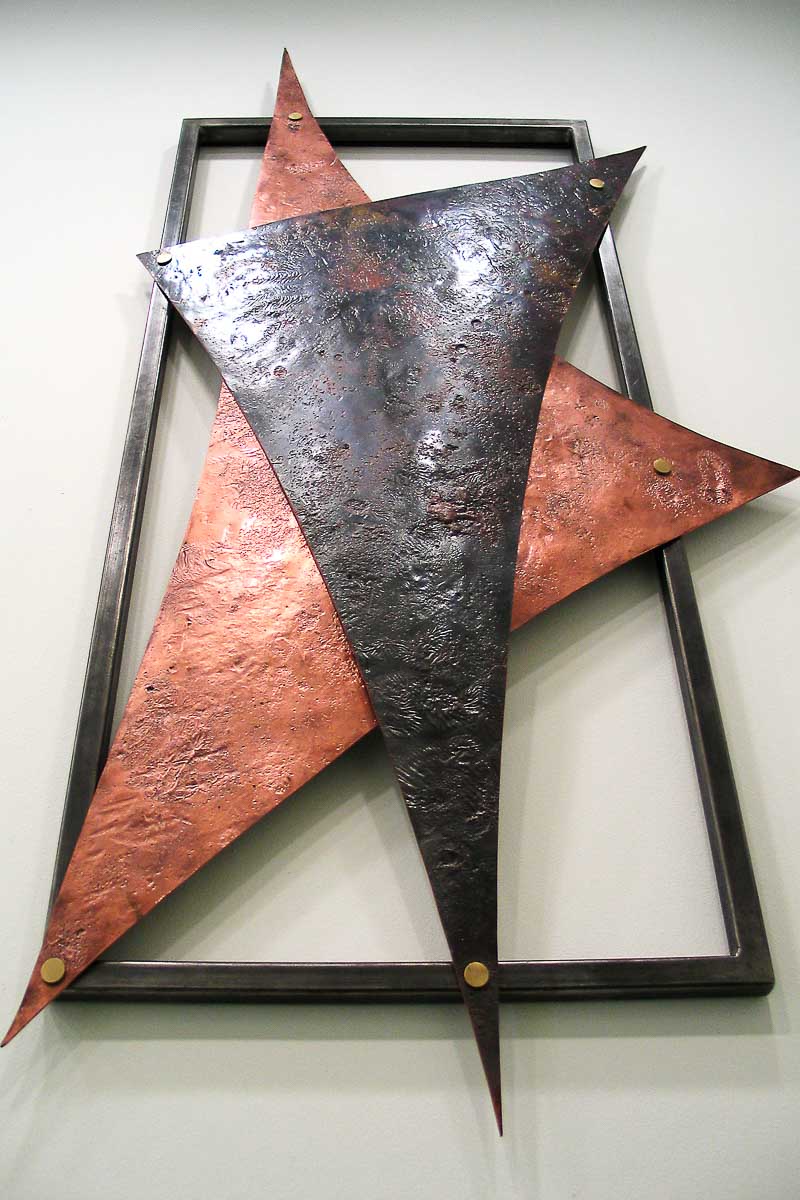 Patinated Textured Copper Wall Sculpture 