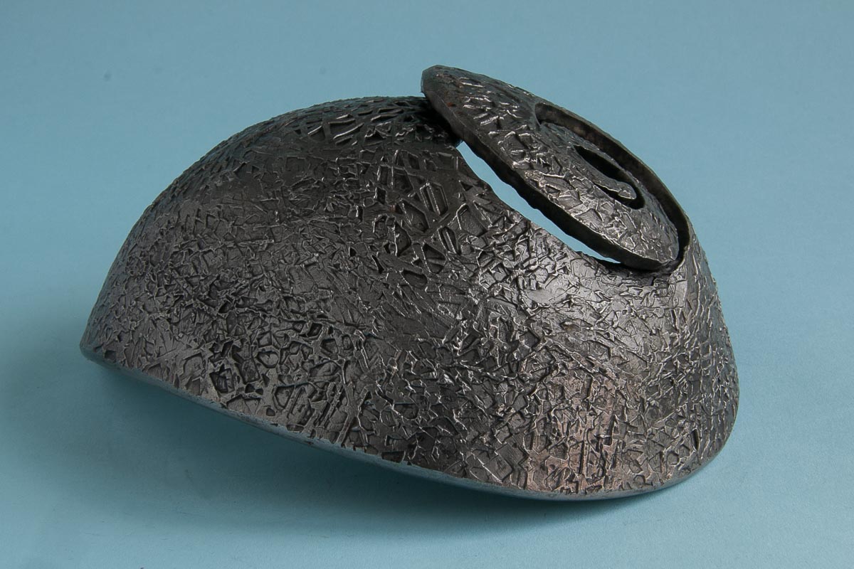  Metal bowl with rock and stone texture