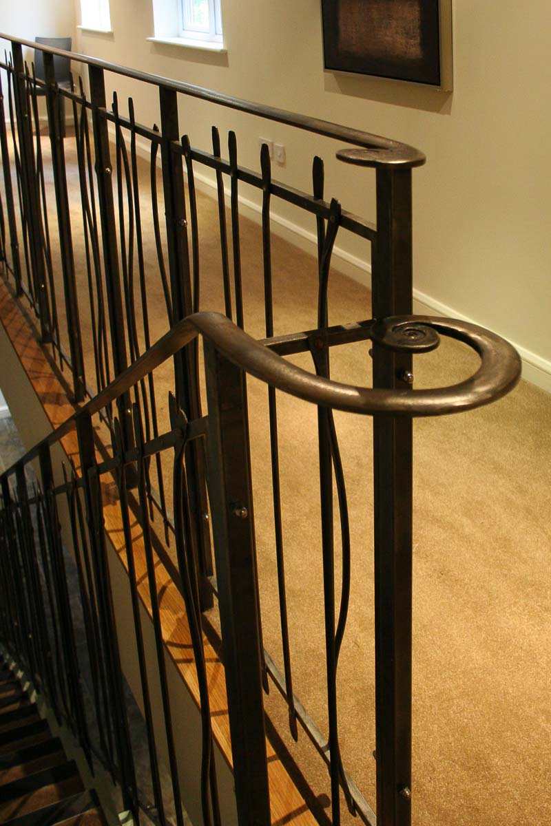 Metal stair railing handrail different heights 