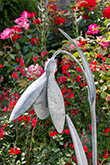 A galvanised steel snowdrop sculpture for the garden