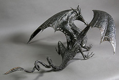 Welded steel dragon sculpture